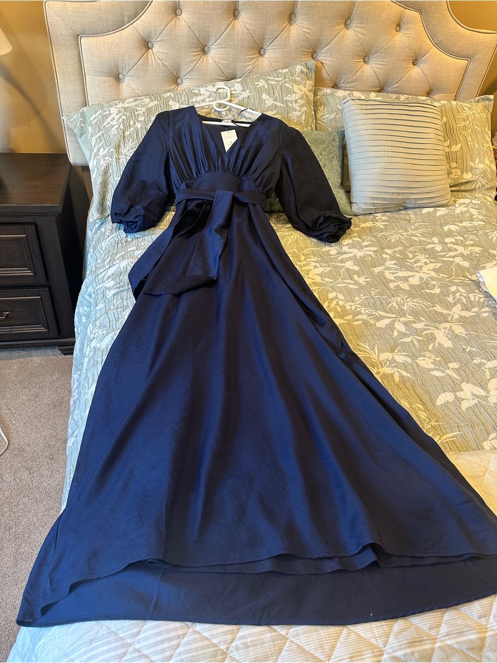 A New Day Navy Tie-Waist V-Neck Maxi Dress M